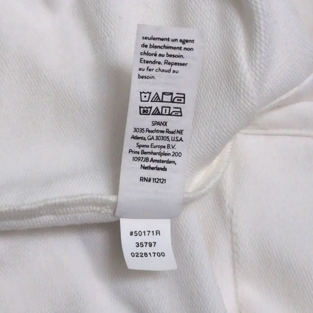 SPANX Perfect Length Dolman Sweatshirt White Exposed Seam Round Neck Tunic L - Picture 5 of 6